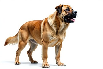 Obraz premium Majestic mastiff, powerful stance, white background, isolated, full body, isolated dog
