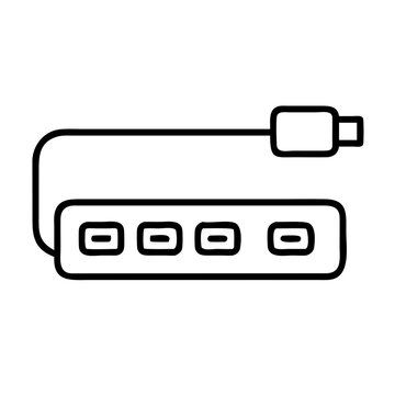recommend clip art: Usb hub vector icon illustration, connect multiple devices, ports, adapter, usb splitter, gadget, line art