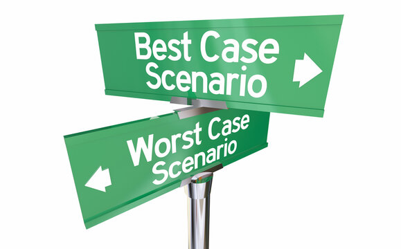 Best Vs Worst Case Solution Street Road Signs Choose Direction Outcome 3d Illustration