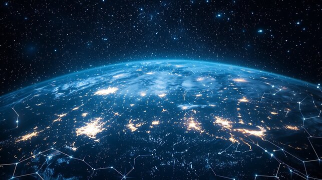 Digital world connectivity glowing planet earth high resolution picture