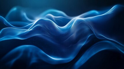 Fototapeta premium Elegant abstract blue waves on dark background with smooth flow, perfect for tech, science, and modern design projects.