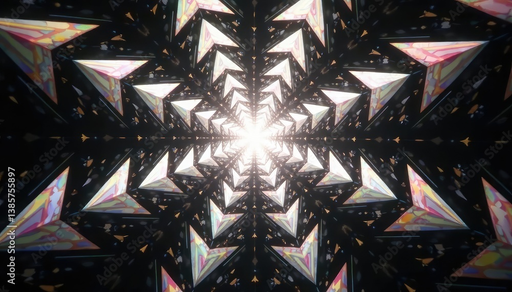 Canvas Prints repeating triangles forming a dynamic starburst, monochrome, optical illusion, repeating