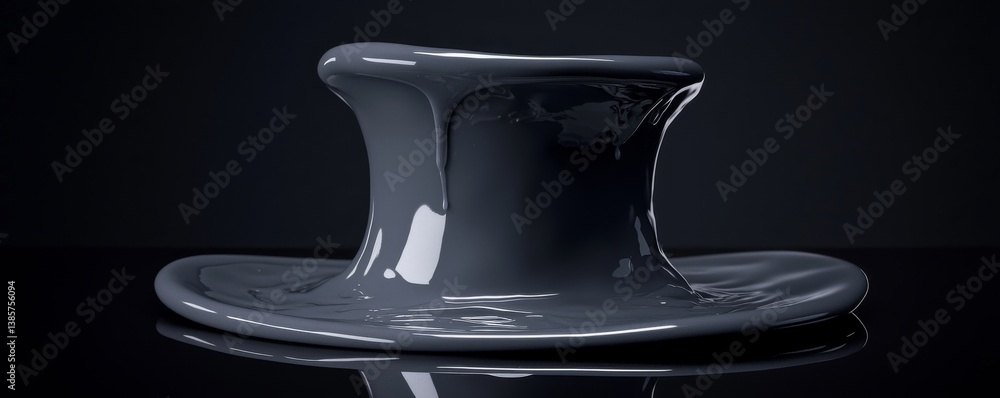 Poster abstract shape in glossy black with smooth flowing edges.