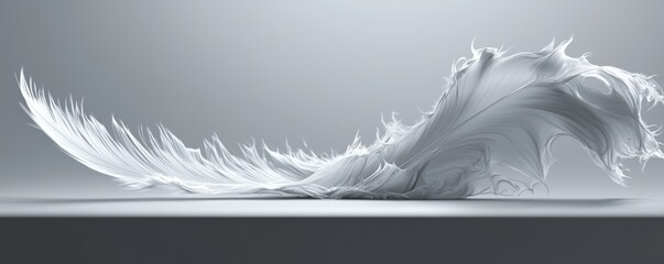 Abstract white feather design with smooth flowing curves.