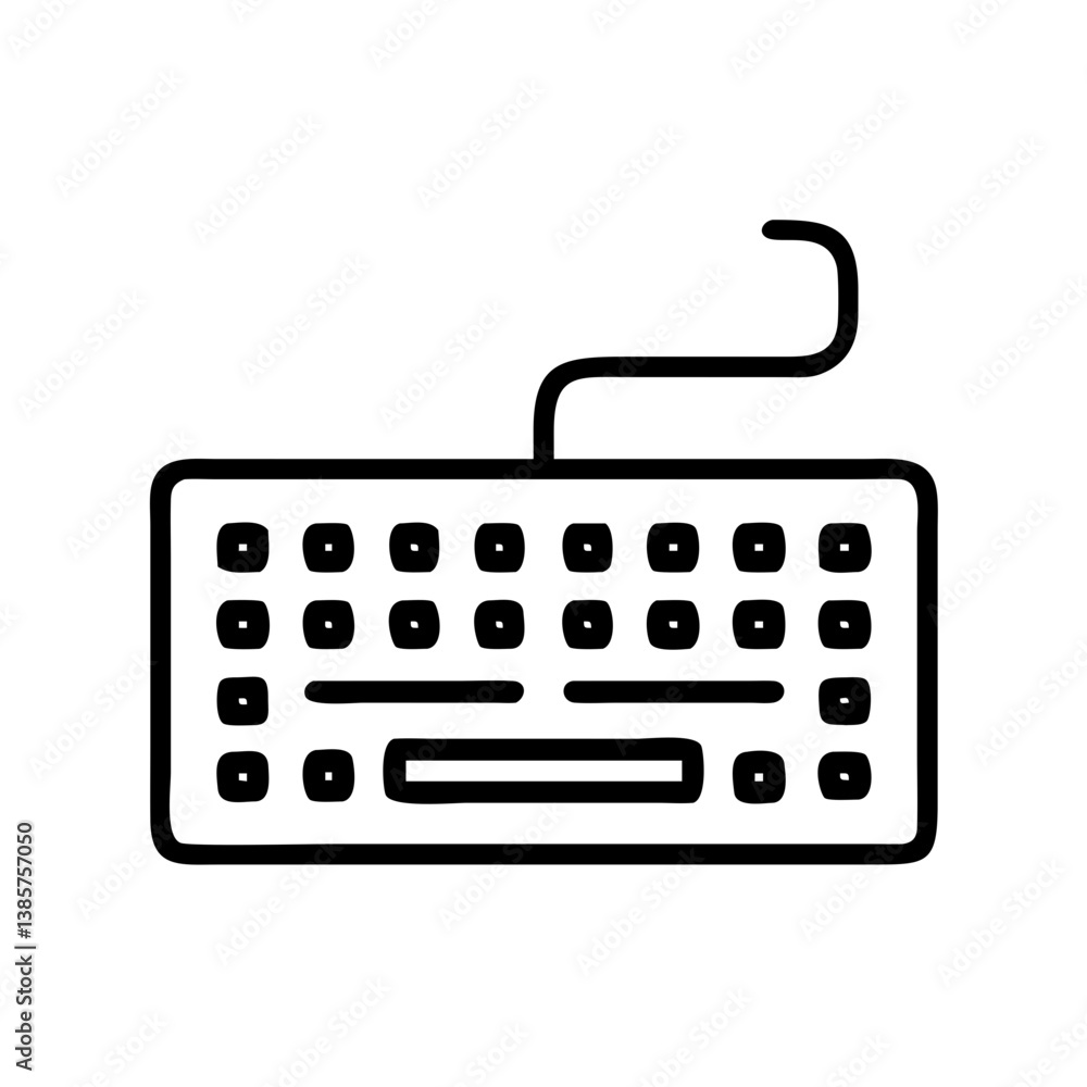 Poster keyboard outline vector graphic for computer input device and peripheral hardware design and use cas