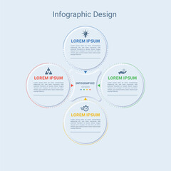 Neumorphism Circle shape Infographic Design 4 Steps