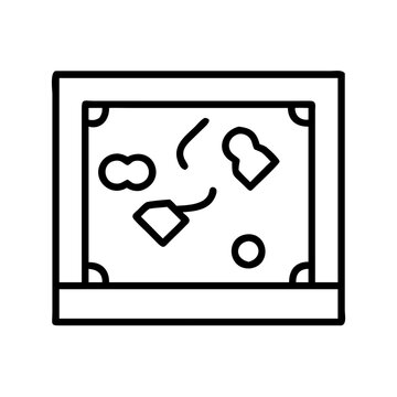recommend clip art: Outline illustration of a pool table with balls and pockets for game room decor and billiards art design