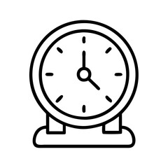Alarm clock vector icon illustration, outline drawing of a vintage time clock for design and decoration use