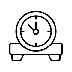 Vintage table clock icon vector illustration, antique time clock, alarm clock graphic design, outline style