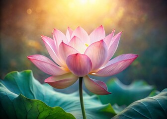 Pale Pink Lotus Flower in Low Light, Soft Pastel Brushstrokes