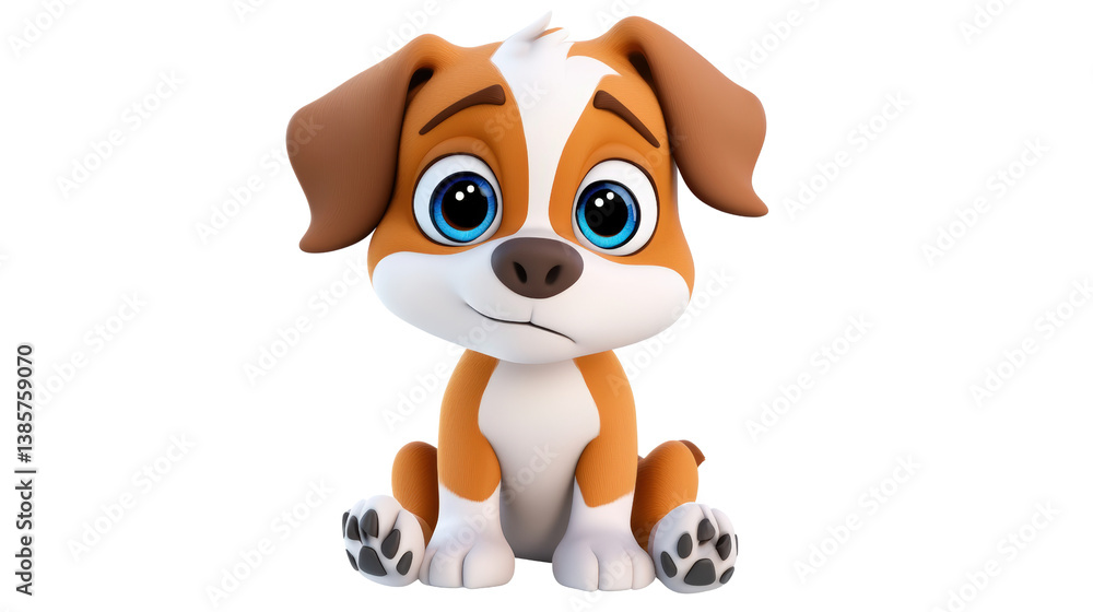 Poster cute puppy dog sitting happily with playful expression and fluffy fur against a soft background in n