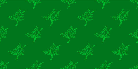 tea leaves pattern background. green leaves vector pattern background. Green tea leaf seamless pattern. seamless patterns with green leaves of tea.