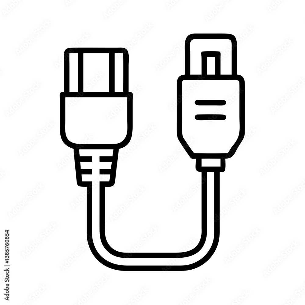 Poster illustration of usb connector cable vector graphic for data transfer connection and technology use c