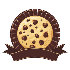 Food logo vector with ribbon element