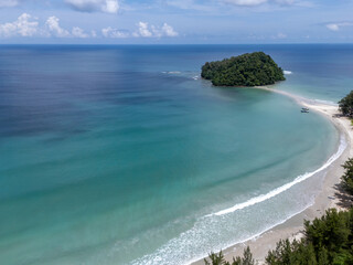 Drone point of view Kelambu Beach in Kudat Sabah Borneo Malaysia