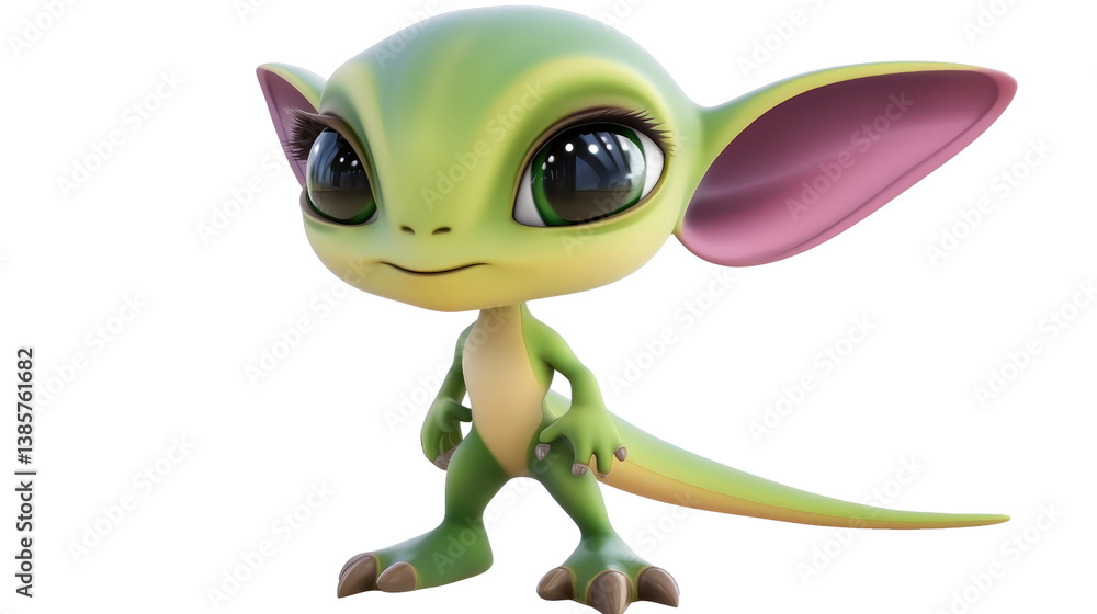 Poster charming cartoon character with big expressive eyes capturing attention in a colorful and whimsical 