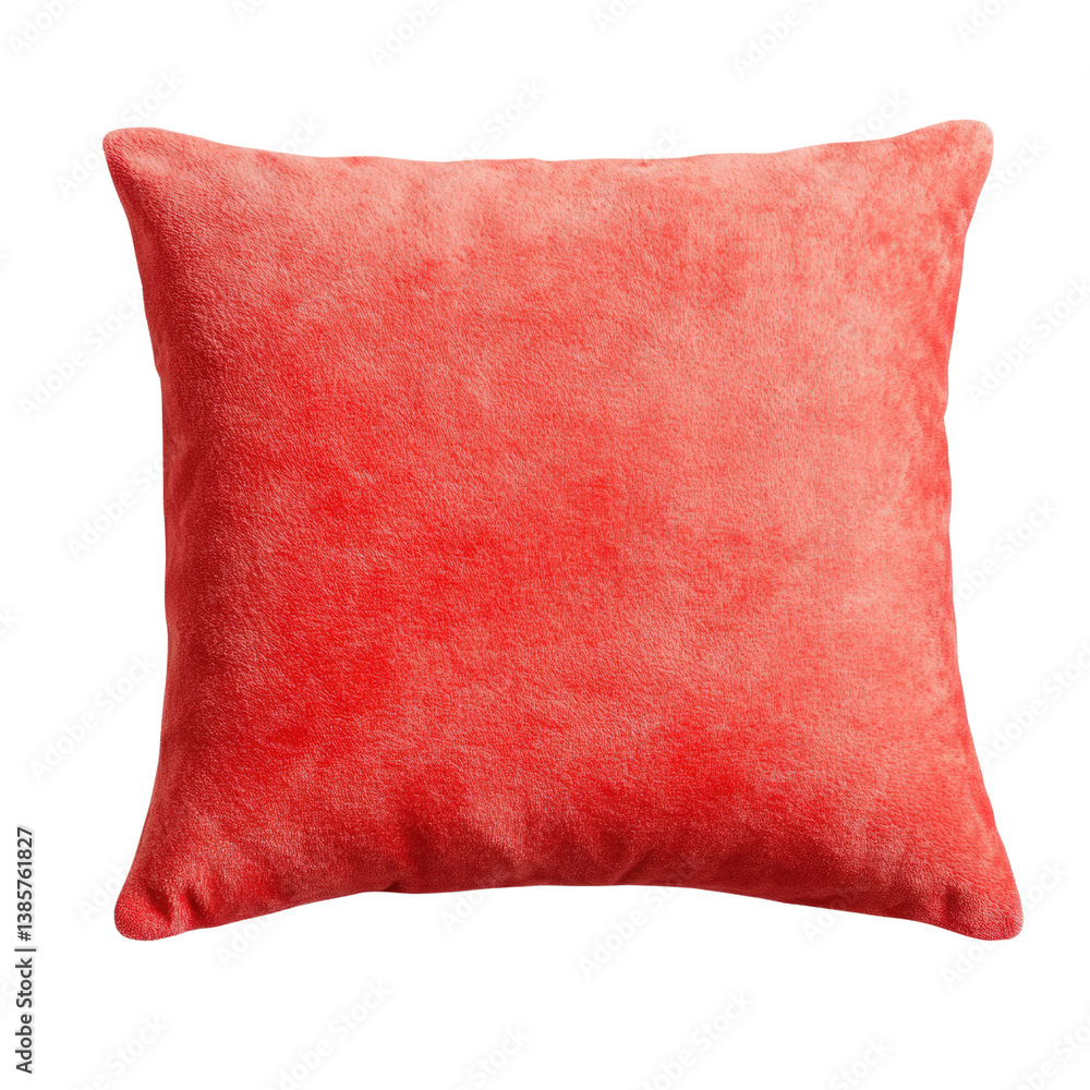 Poster vibrant red pillow positioned comfortably on a sofa adding a pop of color and style to home decor is