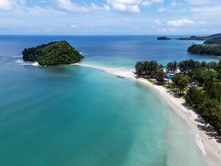Drone point of view Kelambu Beach in Kudat Sabah Borneo Malaysia