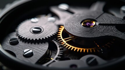 Close-up of a mechanical watch's intricate gears and components.