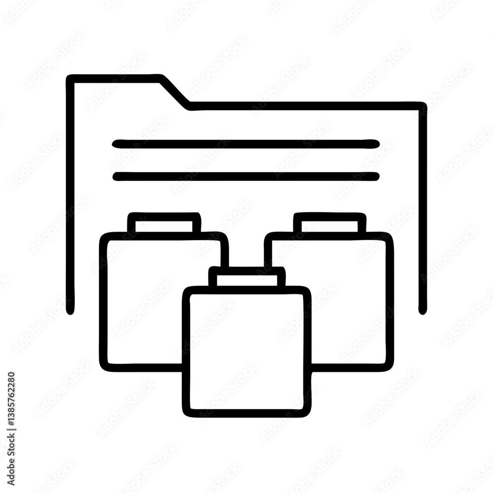 Aufkleber folder with multiple files icon vector illustration for document management and data storage solutio
