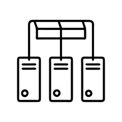 Network server rack data center hosting services infrastructure connection diagram icon graphic vector