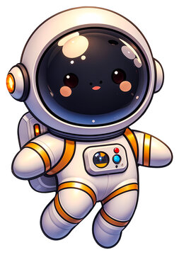 Sticker Illustration of Cute Astronaut, PNG Backgroundless.