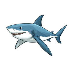 Obraz premium Friendly Great White Shark Cartoon Swimming Ocean Predator
