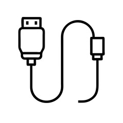 Usb cable vector icon illustration for data transfer and charging electronic devices connectivity technology