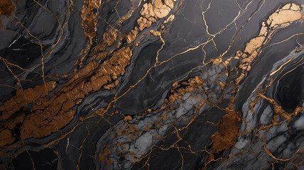 top down close up of stunning dark gray and brown marble pattern with swirls bronze natural rock texture background image and use it as your wallpaper, poster and banner design