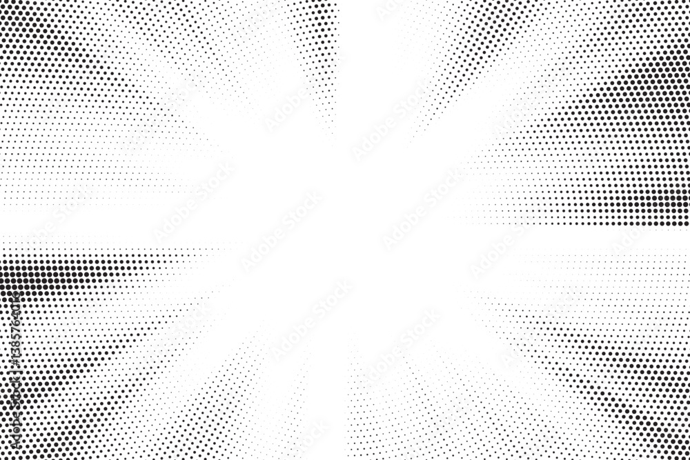Poster Halftone gradient sun rays pattern. abstract halftone vector dots background. monochrome dots pattern. pop art, comic small dots. star rays halftone poster. shine, explosion. sunrise rays background.