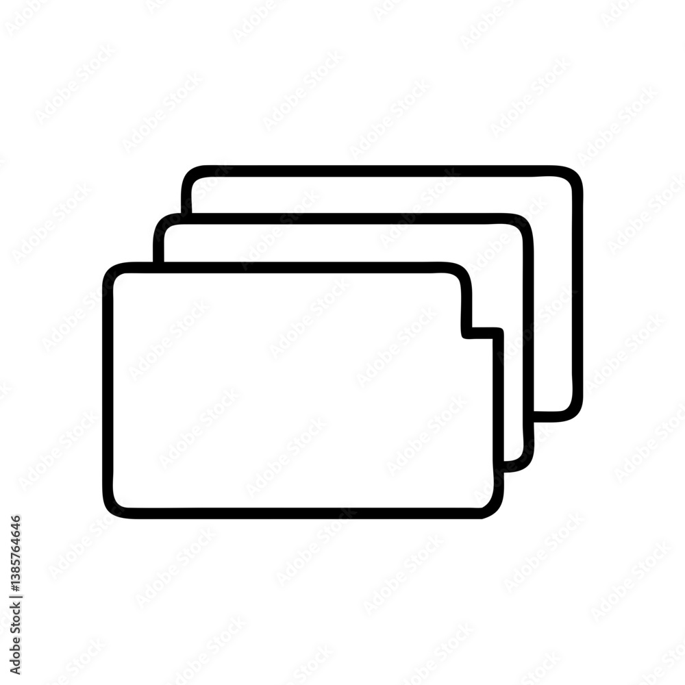Poster explore document folders icon for file management and organization in a clean outline vector design 