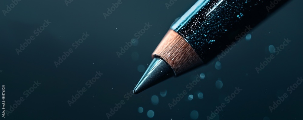 Poster close-up of a sharpened pencil ready for use on a dark background.