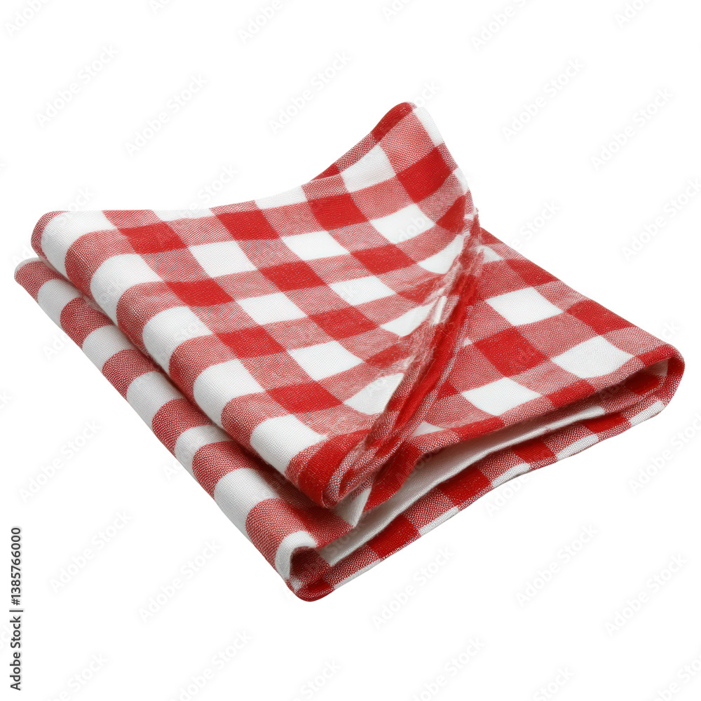 Aufkleber a red and white checkered napkin elegantly arranged on a rustic wooden table for a cozy dining exper