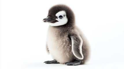 Obraz premium Cute penguin chicks playing in a snowy landscape wildlife photography arctic environment close-up view nature concept