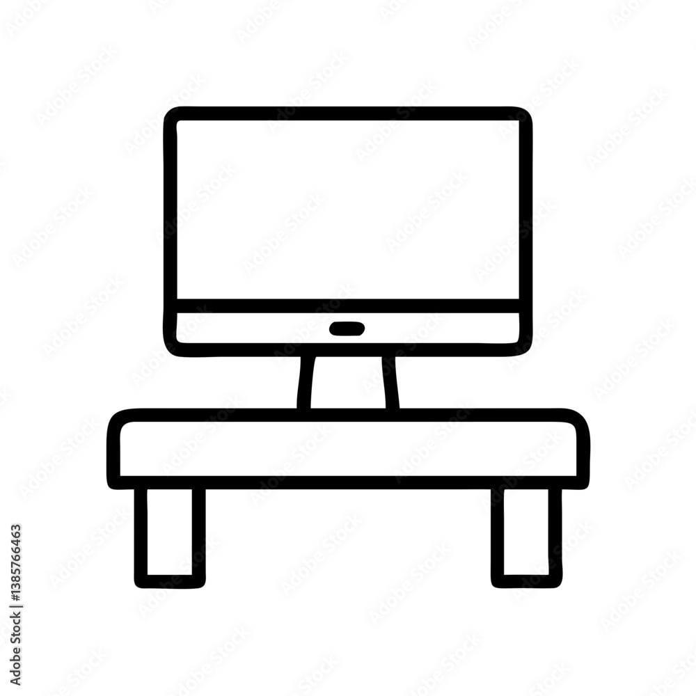 Aufkleber desktop computer on desk vector icon illustration for technology and workspace design needs one hund