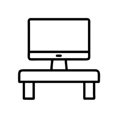 Desktop computer on desk vector icon illustration for technology and workspace design needs one hundred
