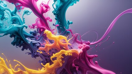 Vibrant inks blending, merging into fluid, dynamic patterns with colorful, mesmerizing swirling movement
