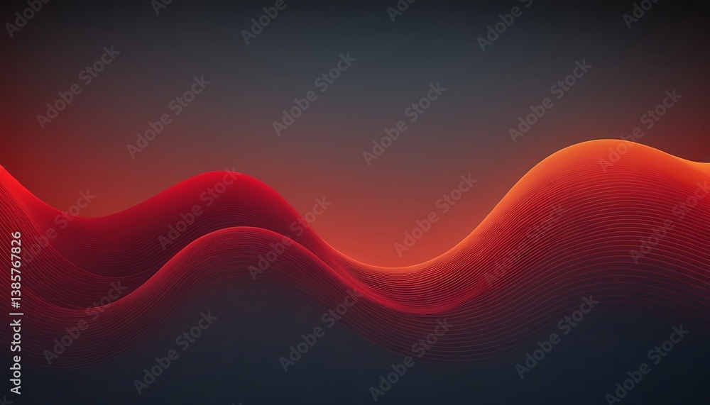Poster glowing grainy gradient abstract wave on background grey, red. dynamic grainy gradient featuring vib