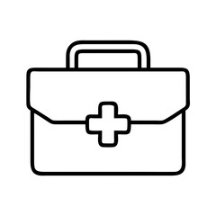 First aid kit medical bag outline icon for healthcare emergency and travel essential supplies vector design