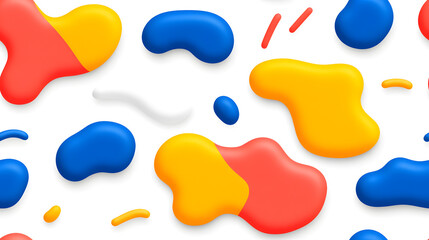 Abstract seamless  pattern with colorful, flowing shapes in a vibrant and energetic  on white