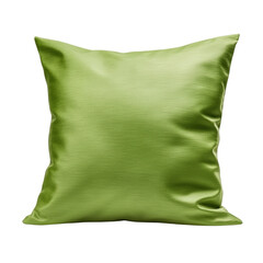 Soft green pillow with plush texture perfectly arranged on a couch or bed adding comfort and style to any room isolated on transparent background..