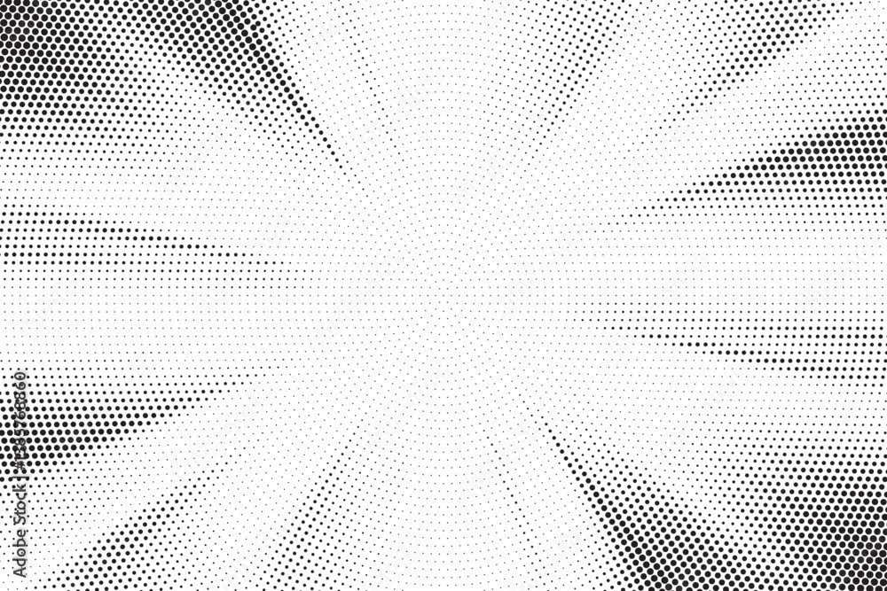 Aufkleber Halftone gradient sun rays pattern. abstract halftone vector dots background. monochrome dots pattern. pop art, comic small dots. star rays halftone poster. shine, explosion. sunrise rays background.