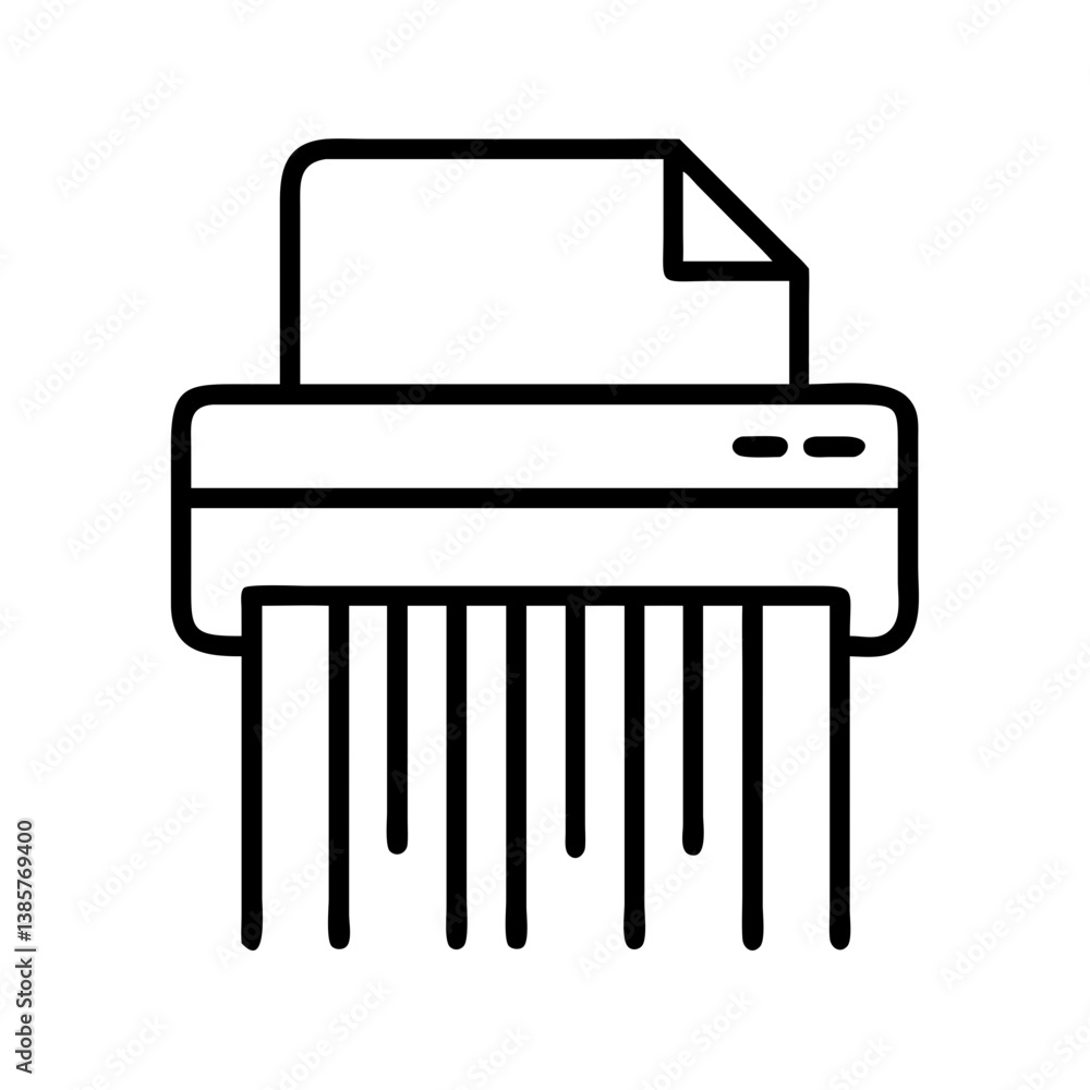 Poster paper shredder machine icon vector illustration for document security and data destruction concept d