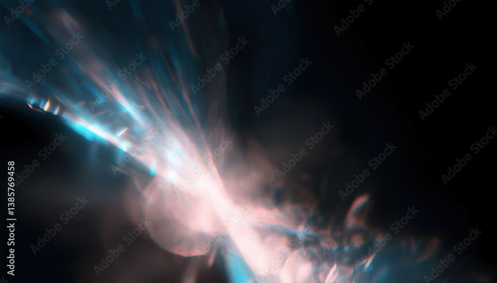 Poster ethereal light dispersion through glass prism in deep space ambiance for abstract background and sci