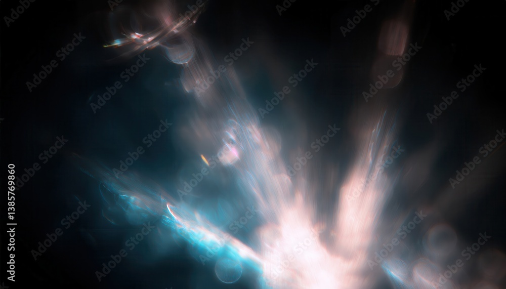 Poster ethereal light dispersion through glass prism in deep space ambiance for abstract background and sci