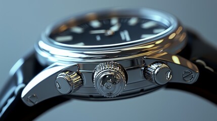 Close-up of an elegant wristwatch with stylish design.