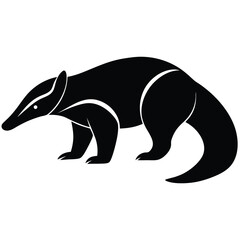 Fototapeta premium anteater line art silhouette vector illustration, Anteater cartoon vector silhouette, A anteater silhouette illustration on white background, vector illustration of a bear., anteater silhouette art.
