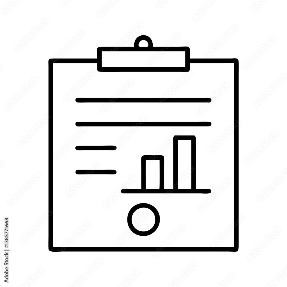 Poster clipboard report with bar graph and circle icon for business analysis and data visualization project