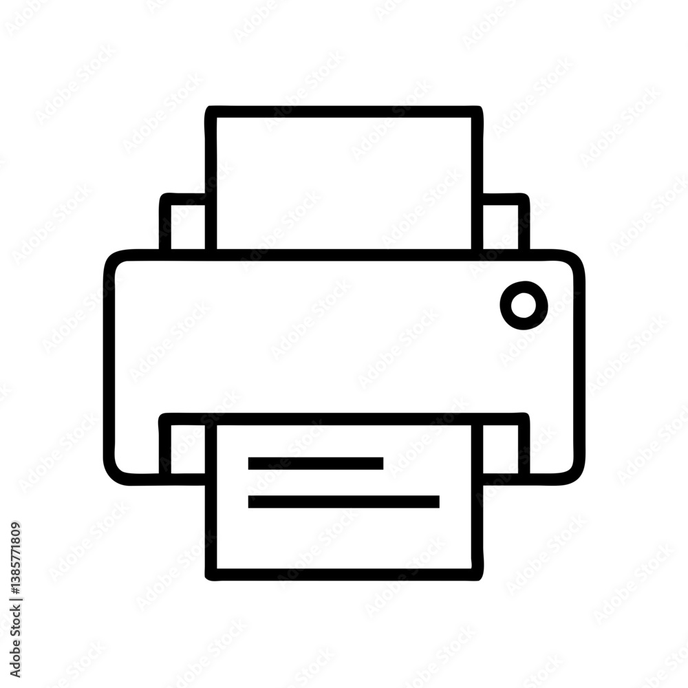 Poster print document icon vector illustration of printer machine for office work and printing documents