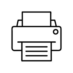 Printer vector icon office printing machine document output device black and white line art illustration graphic